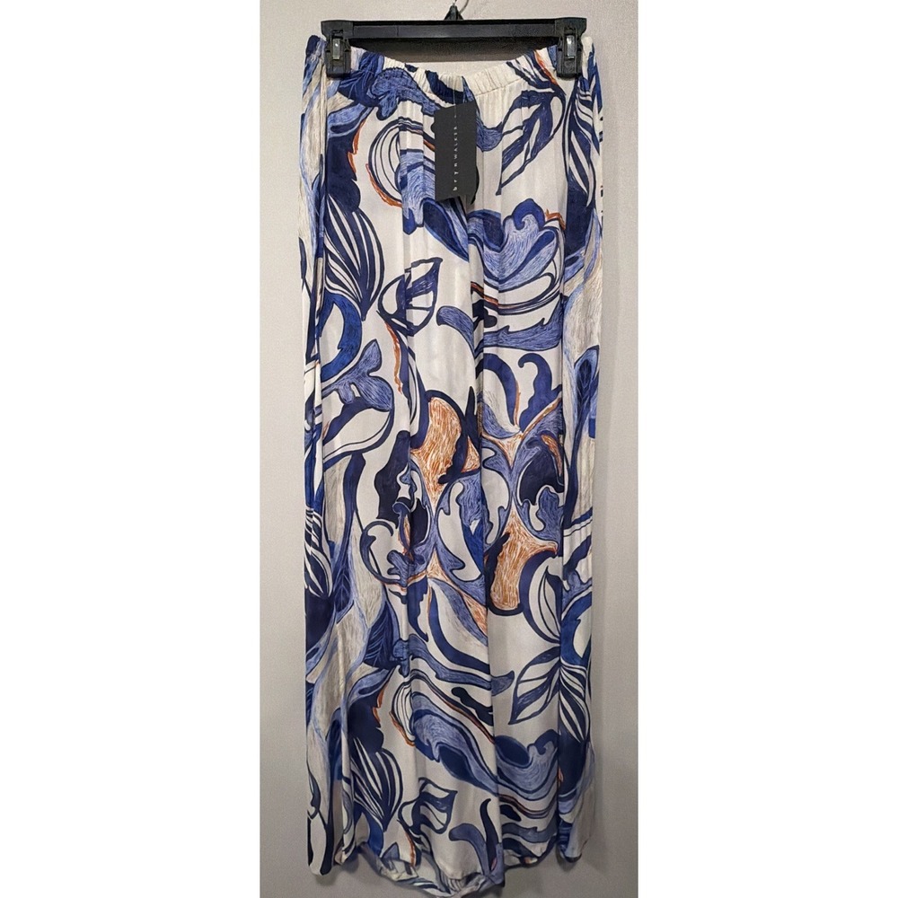 Bryn Walker NWT  Woman's M Osca Print Wide-Leg Blue And Orange  100% Viscose